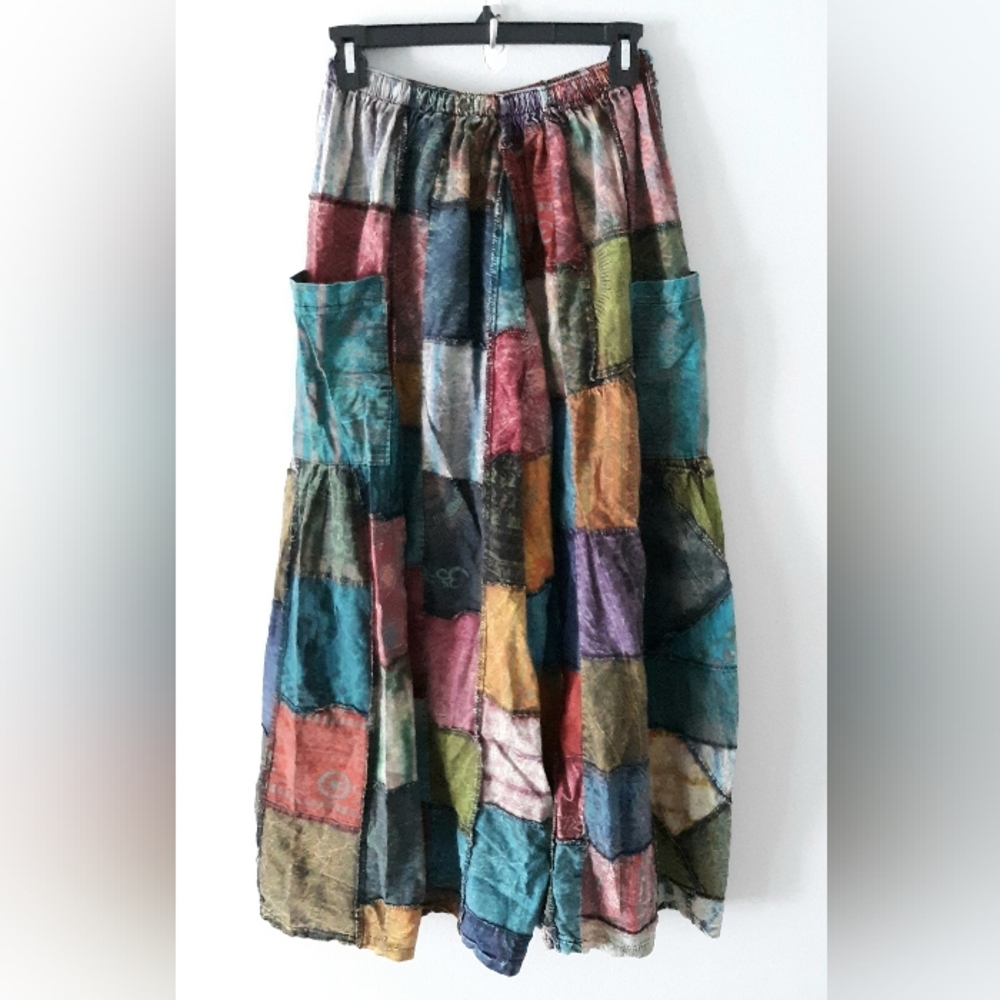 Colorful Patchwork Wide Leg Pants - Picture 4 of 6